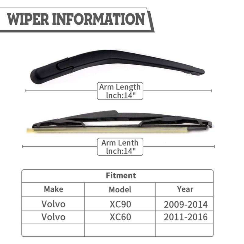 HODEE Rear Wiper Arm Blade Nut Set Replacement for Volvo XC90 Stdrd Platinum 2007-2014,XC90 R-Design 2012-2014,XC60 2012-2017, Rear Wiper Cover Accessories Assembly,Back Windshield Window Cap - Image 2